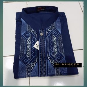 Baju Koko Pria Lengan Panjang katun Bordir Adem Elegan
