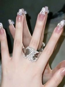 Handmade Wear Armor New Arrival Rhinestone Disco Jumping Flash Fresh Fairy Bows Removable Nail Tip Bows