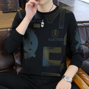 Áo Thun Nam Dài Tay Cổ Tròn Thời Trang Thu Đông Thường Ngày Áo Khoác Ngoài Áo Hoodie Áo Thun Cotton Pha Nylon Thường Ngày