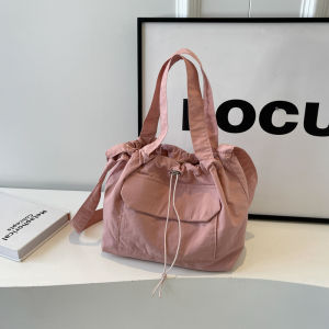 Túi Đeo Vai Vải Canvas Phong Cách Hàn Quốc Mùa Hè Mới Túi Đeo Chéo Đi Làm Túi Đeo Vai Mềm Có Dây Rút Túi Đeo Tay Hình Thùng