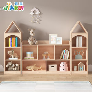 Solid Wood Childrens Bookcase Picture Book Rack Small House Storage Rack Reading Storage Kindergarten Castle Bookcase Floor Ins