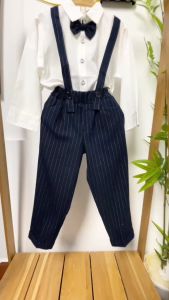 Set công tử bé trai 9m-7 tuổi 4 chi tiết quần kẻ kiểu dáng thanh lịch thời trang