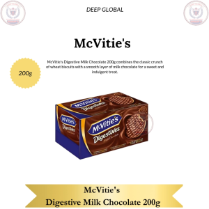McVities Digestive Milk Chocolate 200g - Crunchy Wheat Biscuits with Smooth Milk Chocolate Layer for Sweet Indulgence
