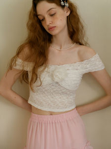 ISLOVE สีขาวที่สมบูรณ์แบบลูกไม้ 3D ดอกไม้เย็บปักถักร้อย Strapless Tank Top สําหรับผู้หญิงฤดูร้อนสไตล์ฝรั่งเศสที่ไม่ซ้ํากัน SLIM FIT TOP