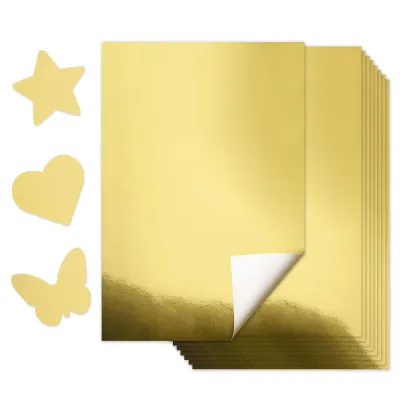 10 Sheets A4 Size Metallic Gold Card Stock Paper with High Reflective Mirror Single-Sided DIY Craft Mirror Polished Card Stock