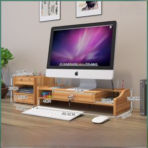 Ergonomic Computer Monitor Stand Neck Support Office Desktop Organizer Display Screen Base Padded Heightening Rack Wood