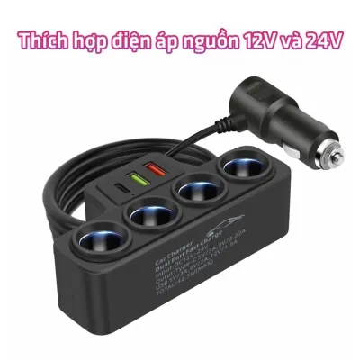 Bộ sạc ô tô Bộ chuyển đổi 12V 24V 3 Ổ cắm bật lửa thuốc lá Bộ chia USB kép LED xe hơi Sạc nhanh cho iPhone iPad GPS Dashcam