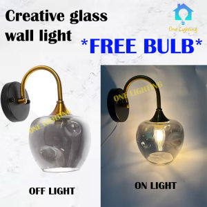 NEW Modern Creative Glass wall light design for decoration home gold Lampu dinding Lampu hiasan SINGLE *FREE BULB*