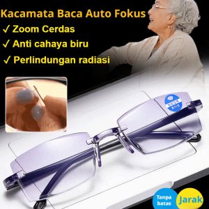 Kacamata baca zoom anti radiasi berteknologi hitam pintar Kacamata baca pelindung efek ganda anti cahaya biru dan anti radiasi Kacamata Baca Super Auto Fokus kaca mata baca