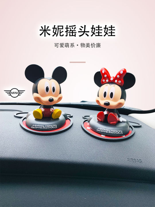 Car Decoration Mickey Mouse Shaking Head Doll Internet Celebrity Bouncing Spring Doll Car Accessories Cute Mini