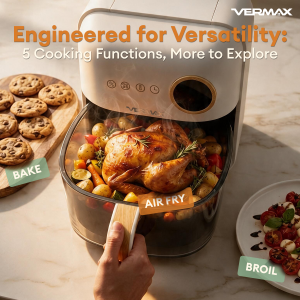 VERMAX Air Fryer 4.2L LED Touch Control Visualization Touch Screen Oil-Free and Overheat Protection Non-Stick