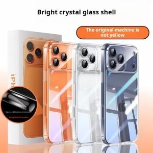Luxury HD Clear Tempered Glass Case For iPhone 17 Air 16 E 15 14 Plus 13 12 Mini 11 Pro Max XR XS 7 8 Shockproof Hard Back Cover