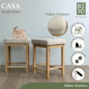 CASA Stool Chair With Cushion Chair Solid Wood Stool Dressing (BE WOOD)