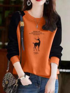 Export Discount Store: Authentic Pure Cotton Women's Long Sleeves Print Sweatshirts & Autumn Fashion All-Match Art Base Tops