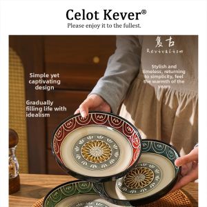 Vintage Underglaze Colored Ceramic Plate