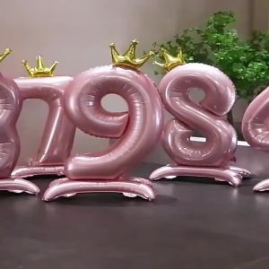 32 Inch Standing Crown Digital Aluminum Film Balloon Blue Pink Standing Digital Balloon Birthday Party Decoration Arrangement
