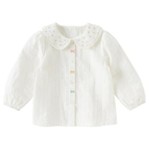 Áo Sơ Mi Cotton Dài Tay Cho Bé Gái DAVE＆BELLA Phong Cách Châu Âu Mùa Hè 2025 Áo Sơ Mi Búp Bê Thời Trang Cho Trẻ Em