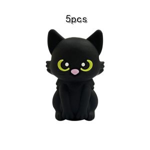 5Pcs Silicone Focal Theme 3D Cat Kitten Character Beads For Jewelry Making DIY Creative Special Beaded Pens Decors Keychain