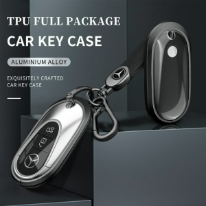 Ultralight Aluminium Alloy Smart Remote Car Key Fob Case Cover Shell Holder TPU Buttons Protector Keychain For Mercedes Benz A B C E S G GLA GLC CLA GLS Class 180 200 220 250 280 300 320 350 400 450 500 35 45 43 63 AMG