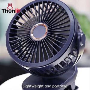 Thunlit Clip Electric Fan 10000mAh Mini USB Rechargeable 360° Rotation Clamp Fan for Office School Domitory