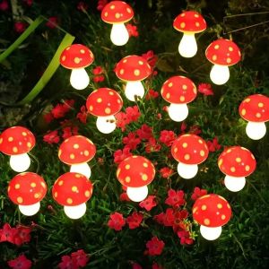 Solar outdoor lights cute garden mushroom outdoor decorative pile string lights solar waterproof outdoor lights