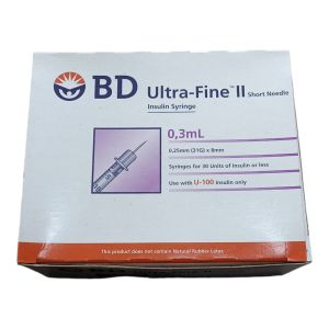 0.3mL (31G)x8mm BD Ultra-Fine II Insulin Syringe Short Needle 100s