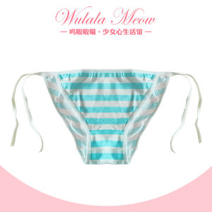 Breathable Cute Anime Cosplay Triangle Underwear Striped Cotton Panties for Women Sweet Simple Style Four Seasons Universal