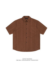 มิสเตอร์ WH เรโทรญี่ปุ่นออกแบบแขนสั้นเสื้อลำลองผู้ชาย อินเทรนด์ ชนเผ่า สไตล์ หลวม พอดีความรู้สึกระดับสูง โพลีเอสเตอร์ ไฟเบอร์