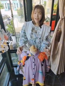 ชูดเดรสฮาวายเด็กหญิง รสชุดแดด ลายการ์ตูน เปกลัง ชูดเที่ยวทะเล แขนจมูกแขนยาว