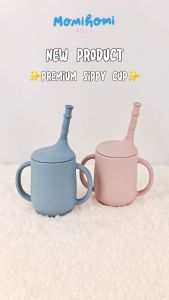Momi Homi Premium Sippy Cup 3015 Silicone Baby Training Handle Set Gelas Silicone dan Sedotan Perlatan Perlengkapan MPASI Gelas Botol Minum Bayi Anak Silikon Anti Pecah Anti Tumpah Tahan Panas Botol Training