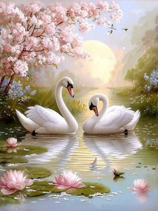 Huacan New Arrivals 2026 Diamond Painting Water Lilies Swan Lake Diamond Embroidery Animal Complete Kit Wall Decor Handmade Gift