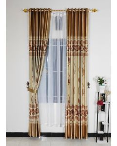 GORDEN JENDELA PINTU Blackout Tebal Mewah Motif Batik Model Smokring Tinggi 230cm
