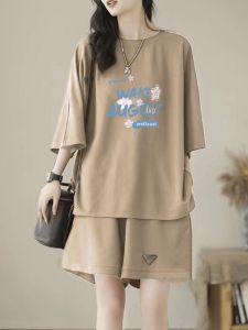 Export Big Sale: 100% Pure Cotton Western Style Casual Fashion Short Sleeve Two-piece Set