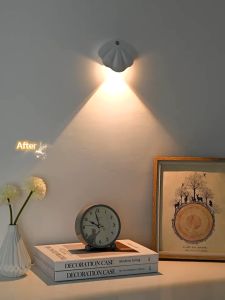 Vimite Sea Shell Shape Motion Sensor Wall Light USB Rechargeable 3 Colors Suitable For Living Room Study Bedroom Bedside Hotel Corridor Night Light Decorative Lights