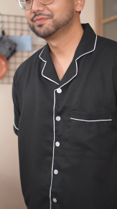 [Just You & Me] Oriana Sleepwear Piyama Set Poly Bamboo Palmer Navya Series for Man /  Pajamas Pria / Baju Tidur Pria Tangan Pendek Adem / Seserahan/ Hadiah Pernikahan