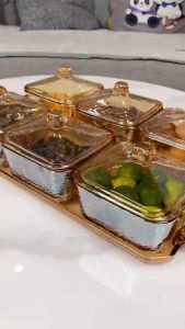 3/4/6pcs Snack Bowls Set With Lid Transparent Plastic Candy Nuts Container Household Tableware Fruit Appetizer Serving Dishes