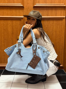 Y2K Sweet Cool Girls Large Capacity Commuter Tote Bag Korean Style Motorcycle Bag Versatile Travel Single Shoulder Bag for Women