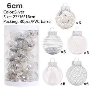 Protree 6CM 30pcs/Pack Christmas Decoration Xmas Ornament Shatterproof Decorative Round Christmas Ball