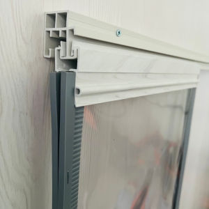 Three Track Sliding Magnetic Door Curtain Transparent Commercial Use Air Conditioner Door Curtain for Tea Shop Cold Air Proof