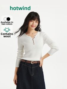Hotwind | Wool Blend Base Layer Button Collar Sweater
