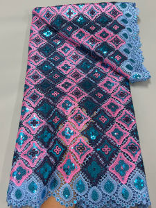 ​Luxury Guipure Cord Lace Fabric 2025 African Water Soluble Sequins Embroidered Material For Nigerian Bridal Wedding Party Dress