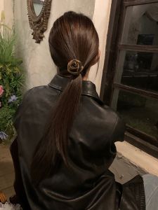 โบว์หน้าผมลายดอกกุหลาบ ทรงหางม้า ยางยืดสูง สไตล์เสือดาว เครื่องประดับผม เครื่องประดับแฟชั่น เครื่องประดับผม ผ้าใหม่ ไม่ต้องรีด