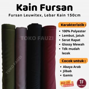 Kain Fursan Premium Meteran Bahan Gamis Abaya dan Hijab Syari Harga 3m Merk Leuwitex Original