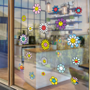Creative Stickers Cartoon Static No Glue Small Flower Butterfly Decorations for Kindergarten Classroom Window Glass Decals