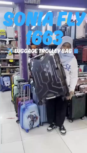 Hand Carry Sonia Fly 1663 Luggage Trolley Bag Suitcases in SIZE 28 inch 4 double wheels in 360 Rotation