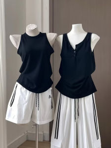 LANMENGYA | Cotton Linen Black Tank Top Thin Summer Casual