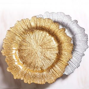 European Style Gold Glass Plate Snowflake Shaped Irregular Western Dinner Plate Fruit Salad Tray Creative Display Platter
