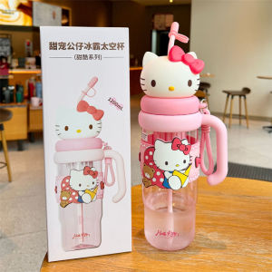 XW | X&W Sanrio Hello kitty Space Cup Large Ice King Straw Cup With Tea Separator Summer Cold drink cup Outdoor sports Water bottle