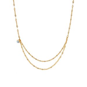 Bubble Glass Ball Pendant 2 Layers Chain Necklace • Waterproof Non Tarnish • Silver 18K Gold Plated 316L Stainless Titanium Steel Necklaces Women NL291