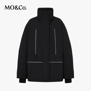 MoCo down Jacket New Winter 2024 Duck down Waterproof Windproof Warm Lining Red MBD4EINT06 Street Style Straight Cut Polyester Fiber
